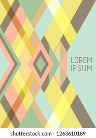 Cross lines cover page layout vector template geometric design with triangles and stripes pattern. Festive mexican motifs. Striped bauhaus pattern vector cover design. Modern stripes, triangles.