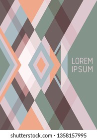 Cross lines cover page layout vector template geometric design with triangles and stripes pattern. Ethnic brazil motifs. Striped bauhaus pattern vector cover design. Modern stripes, triangles.