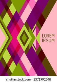 Cross lines cover page layout vector template, geometric design with triangles and stripes. Ethnic brazilian motifs. Striped bauhaus pattern vector cover design. Modern stripes, triangles.