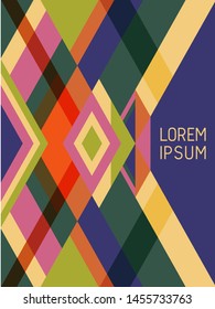 Cross lines cover page layout vector template, geometric design with triangles and stripes. Folklore mexican motifs. Striped bauhaus pattern vector cover design. Simple stripes, triangles.