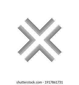 Cross Lines Design . Vector Arrow Logo . Letter x .Abstract Geometrical illustration.