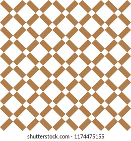 Cross lines gold vector tiles pattern, background. Seamless repeatable grid, mesh pattern. Template of lattice or grillage texture.