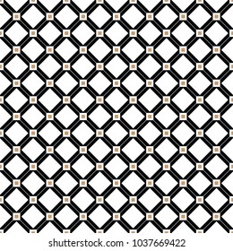 Cross lines vector pattern, background. Seamless repeatable grid, mesh pattern. Template of lattice or grillage texture. Vintage black and white tiles vector pattern or background
