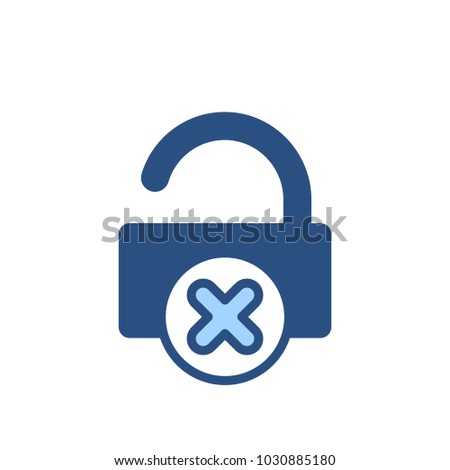 Cross lock open remove security icon. Vector illustration