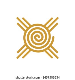 Forma espiral con logotipo cruzado