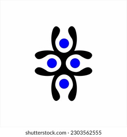 Cross logo design with abstract letter C and circle elements.