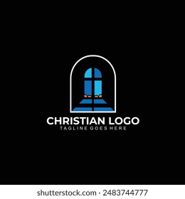 Cross logo design concept for christian community or church