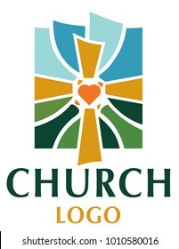 Cross logo design illustration for christian school or organization.