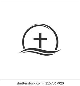 Church Logo Christian Symbols Three Crosses Stock Vector (Royalty Free ...