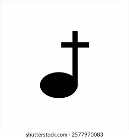 Cross logo design with musical scale.