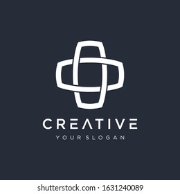 cross logo design with overlapping lines. design cross modern monogram and elegant. logo the letter MC in the form of abstract line art. - VECTOR