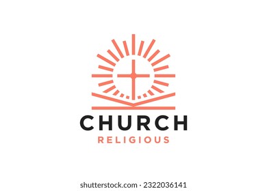 Diseño de logotipo cruzado vectores o logotipo para iglesia cristiana