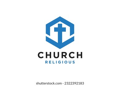 Cross logo design vector or logo for christian church
