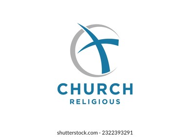 Cross logo design vector or logo for christian church