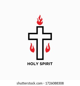 Cross logo design vector icon or holy spirit logo concept