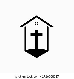 Cross logo design vector icon or logo for christian church 