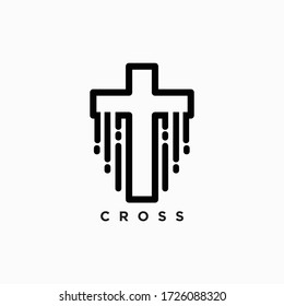 Cross logo design vector icon or logo for christian church 