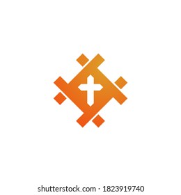 cross logo in geometric shape. for church and religious movement