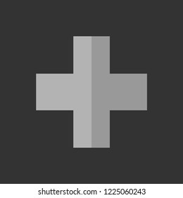 Cross logo with golden and silver elements. Religion or medicine concept