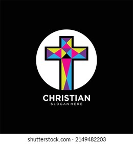Logo cruzado o diseño de iconos para la comunidad cristiana