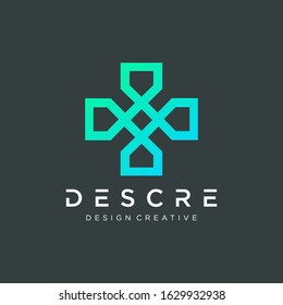 Cross logo icon design with line loop.