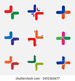 Cross logo icon Set of symbol vector isolated