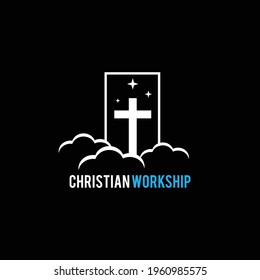Cross logo on cloud for christian community