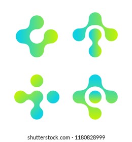 Cross logo set. Soft rounded plus shape. Pharmacy symbol. Vector illustration on white background.