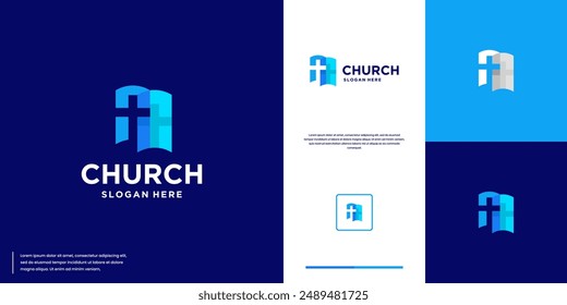 cross logo, symbol of Christianity, religious belief, logo design illustration.