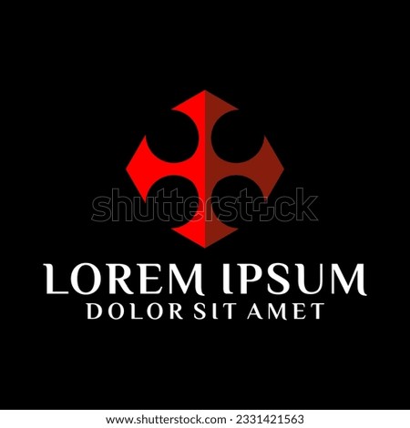 Cross logo template with geometric japanese kamon illustration in flat design monogram symbol