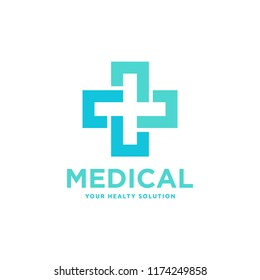 Cross Logo Template Related To Medical Clinic, Pharmaceutical Or Hospital