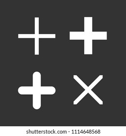 Cross logo templates. Memphis style. Black background. Stock vector.