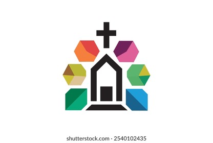 Cross logo vector design template and icon Free Vector Colorful house logo. Colored house logo. House logo design. House design element. Drop shadow. White background