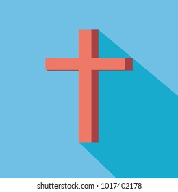 Cross with long shadow icon