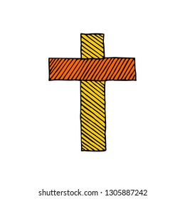 Cross of the Lord and Savior Jesus Christ hand-drawn. Christian and biblical symbols.