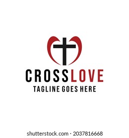 cross love Logo vector design. church modern symbol icon graphic. spirituality emblem for Company and business