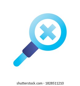 cruza en diseño de iconos de estilo gradiente lupe, herramienta de búsqueda y tema de lupa Vector ilustración