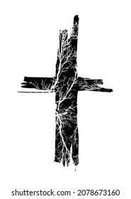 Cross made of tree branches. Vector illustration