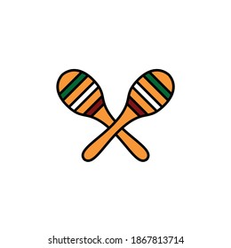 cross maracas traditional music instrument from Mexico logo vector design