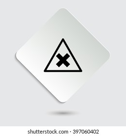 cross mark - black vector icon  on a paper button