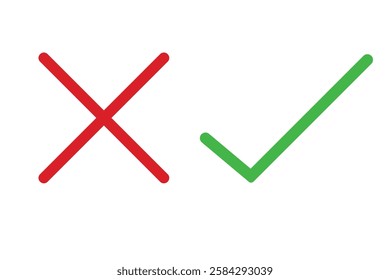 Cross mark and Check mark icon vector, red and green check and cross icons. Right and cross sign concept. vector illustration. 