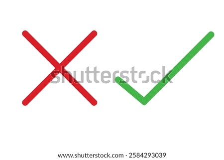 Cross mark and Check mark icon vector, red and green check and cross icons. Right and cross sign concept. vector illustration. 