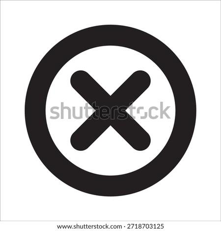 Cross mark in circle icon. X letter mark in circle symbol icon. Icon symbol for close, fail, error, cancel, delete, wrong, reject. Vector button icon.
