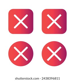 Cross mark, circle and squares icon vector.