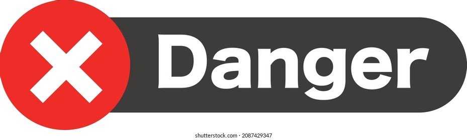Cross mark and Danger's Letter Logo. vector.
