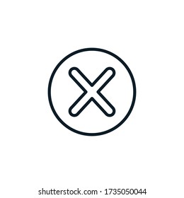 Markieren, löschen, löschen, Kontursymbole ablehnen. Vector-Abbildung. Bearbeitbarer Strich. Einziges Symbol geeignet für Web, Infografiken, Interface und Apps.
