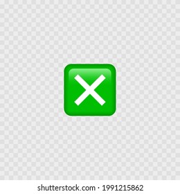 Cross mark green button. Cross sign emoji. Isolated. Vector