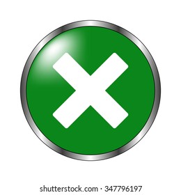 Cross mark -  green  vector icon