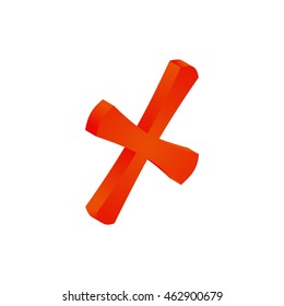Cross mark icon in isometric 3d style isolated on white background