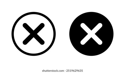 Cross mark icon on black circle. Wrong, delete sign symbol